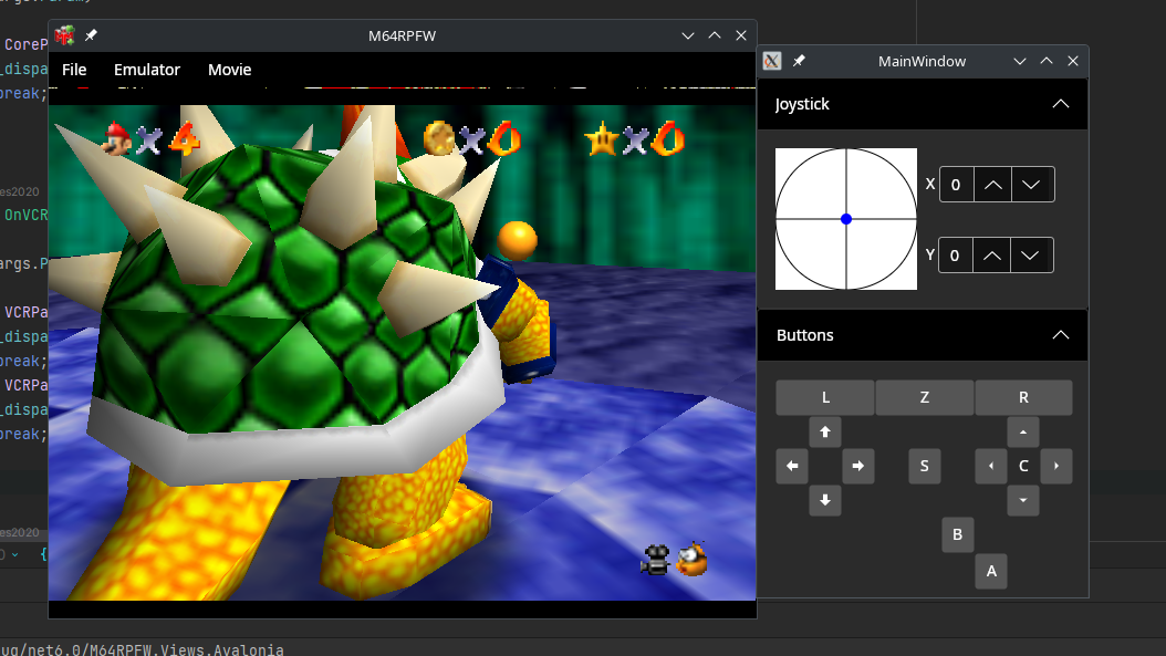 Super Mario 64 (US version) open in M64RPFW